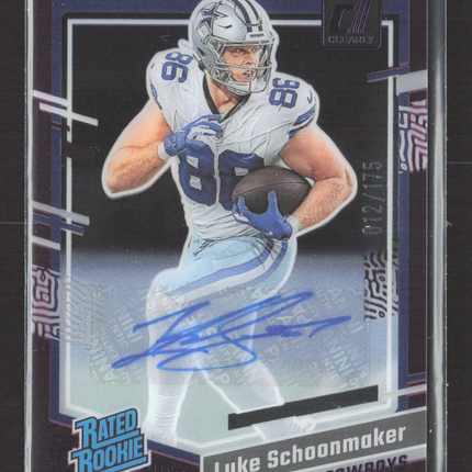 2024 Panini Clearly Donruss Luke Schoonmaker #73 012/175 Auto Purple
