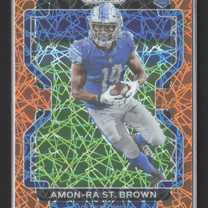 2021 Panini Prizm Football Amon-Ra St. Brown #358 Orange Lazer RC