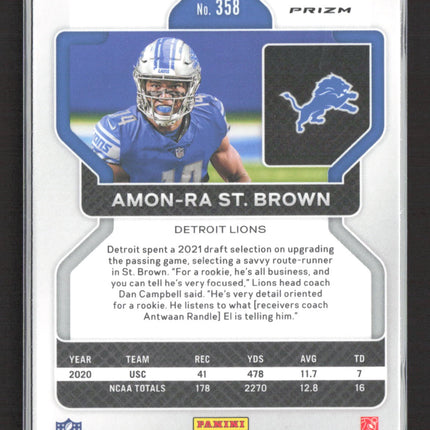 2021 Panini Prizm Football Amon-Ra St. Brown #358 Orange Lazer RC