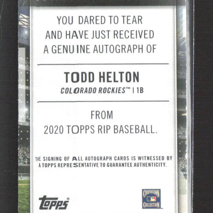 2020 Topps Rip Baseball Todd Helton #RIPAU-TH Auto BLue Mini /10
