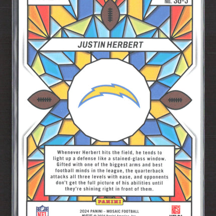 2024 Panini Mosaic Prizm Stained Glass Justin Herbert #SG-3