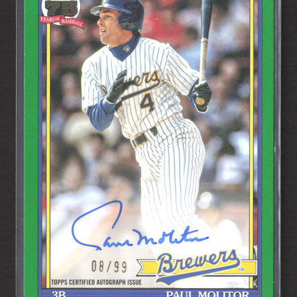 2026 Topps 1991 Topps Baseball Autograph Card Paul Molitor #91A-PM 08/99 Auto