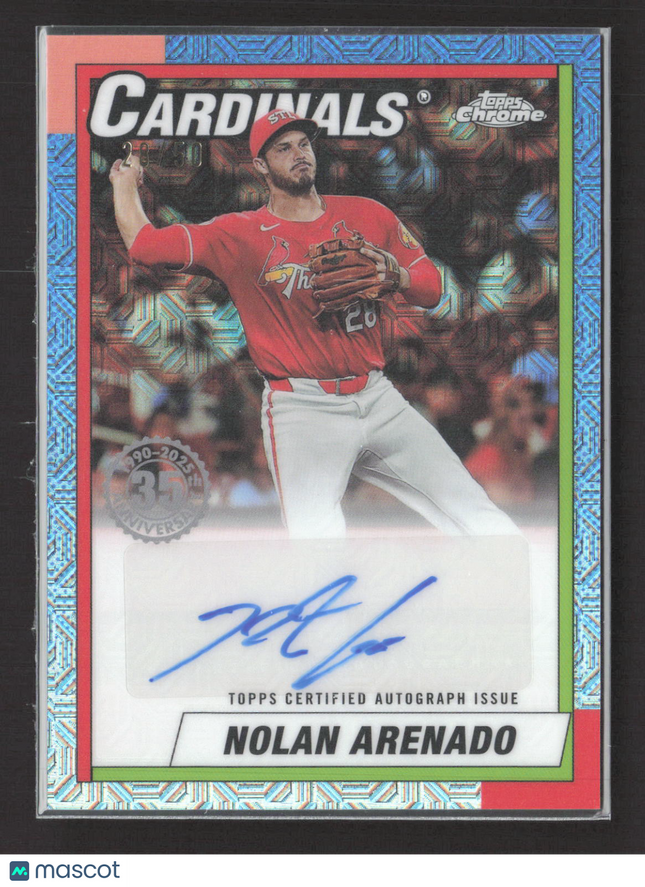 2025 Topps Chrome 1990 Topps Baseball Nolan Arenado #NA Silver Mojo 28/50 Auto
