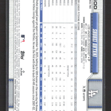 2026 Topps Series Two Shohei Ohtani #500 Sun Foil
