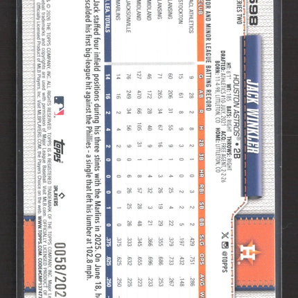 2026 Topps Series Two Jack Winkler #598 RC Gold /2026