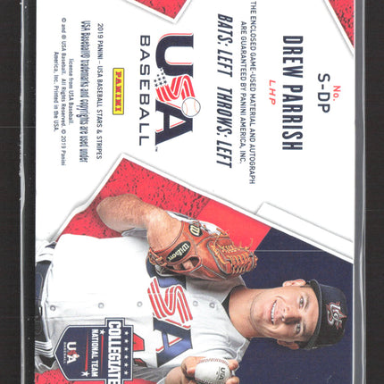 2019 Panini USA Baseball Stars & Stripes Drew Parrish #S-DP Red Patch 12/25 Auto