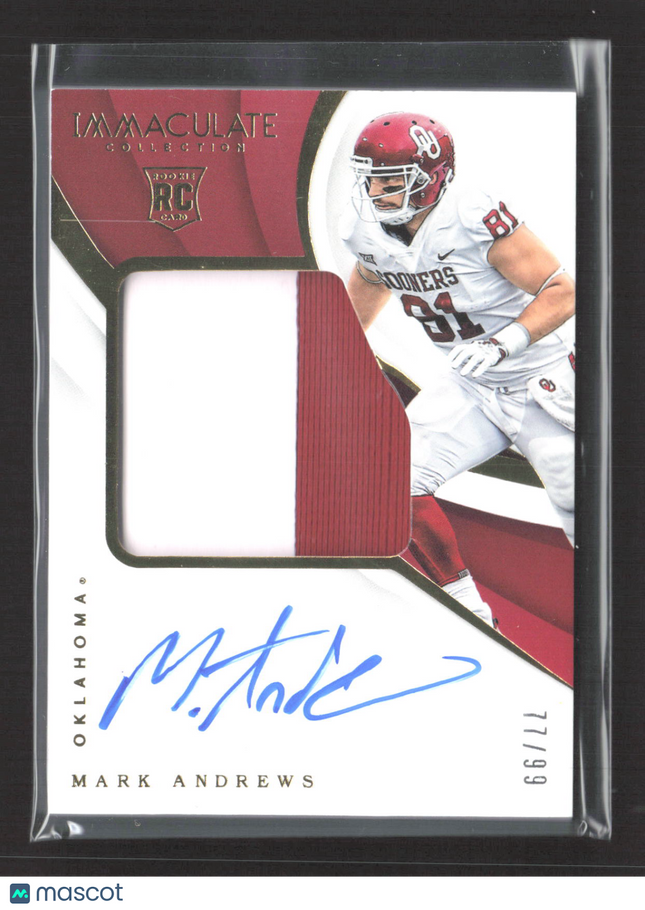 2018 Panini Immaculate Collection Collegiate Mark Andrews #141 Patch RC /99 Auto