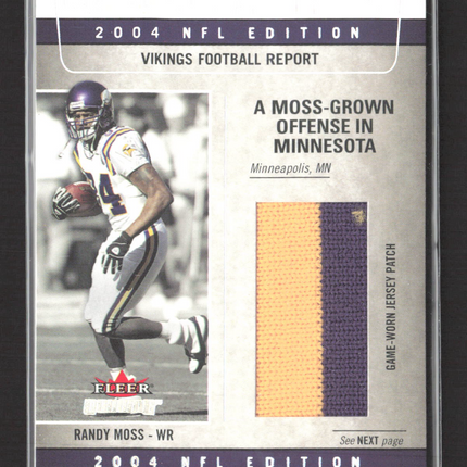 2004 Fleer Genuine NFL Edition Randy Moss #GAO-RM 083/150 Game-Worn Jersey Patch