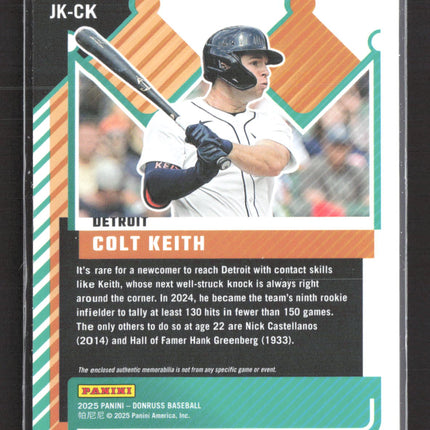 2025 Panini Donruss Jersey Kings Colt Keith #JK-CK Jersey Blue Ice