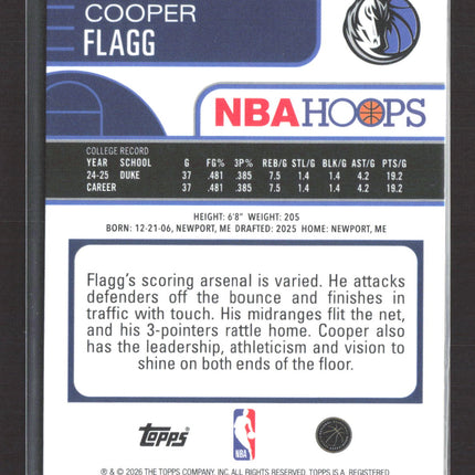2026 Topps NBA Hoops Cooper Flagg #35 RC