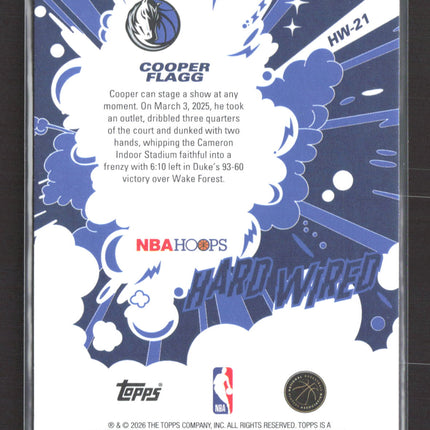 2026 Topps NBA Hoops Hard Wired Cooper Flagg #HW-21 RC