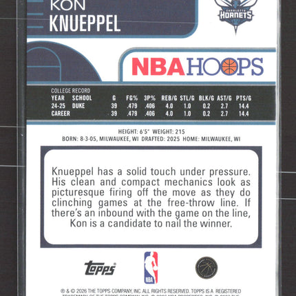 2026 Topps NBA Hoops Kon Knueppel #67 RC