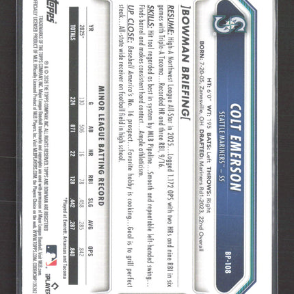 2024 Bowman Colt Emerson #BP-108 Pink /299
