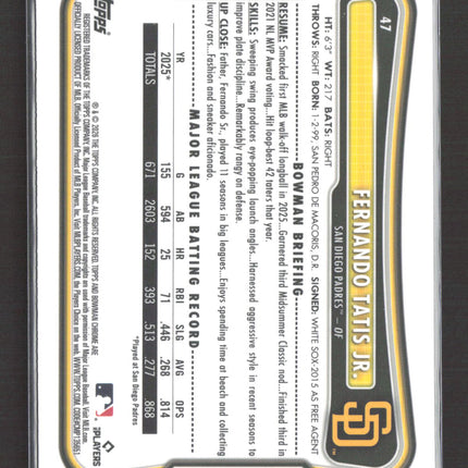 2023 Bowman Chrome Mega Box Fernando Tatis Jr. #47 Blue Mojo Refractor 405/499