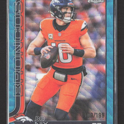 2024 Topps Chrome Bo Nix #88 Aqua Wave 09/199