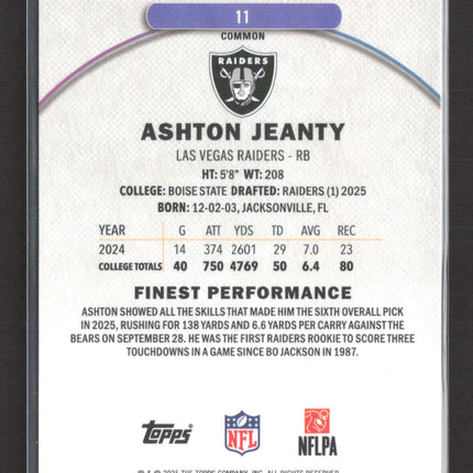 2025 Topps Finest Ashton Jeanty #11 RC 207/325