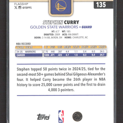 2025 Topps Basketball Stephen Curry #135 Gold Season Tip Off /50