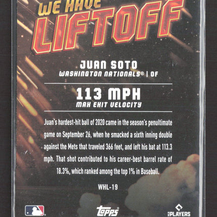 2021 Topps Fire We Have Liftoff Juan Soto #WHL-19 Gold