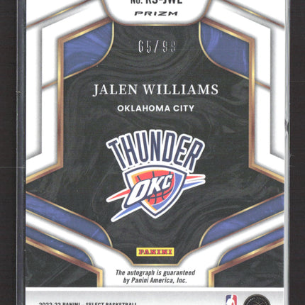 2023 Panini Select Prizm Jalen Williams #RS-JWL RC 65/99 Auto
