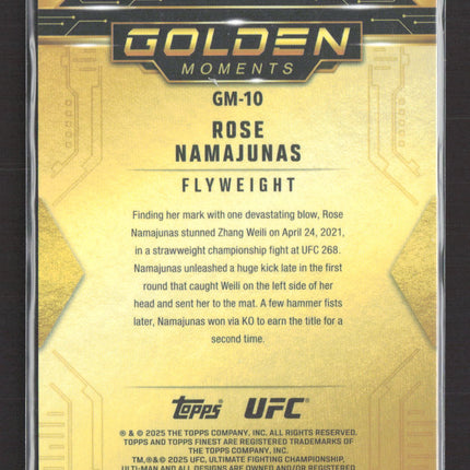 2025 Topps Finest UFC Golden Moments Rose Namajunas #GM-10 Black 04/25