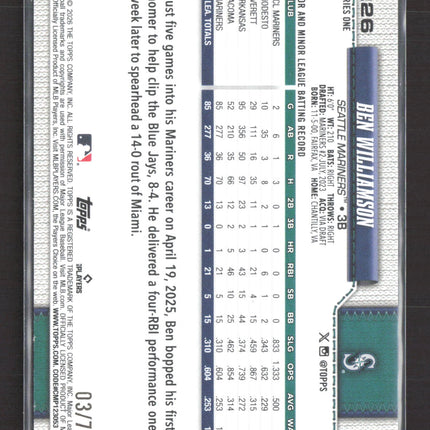 2026 Topps Series One Ben Williamson #226 Independence Day /76