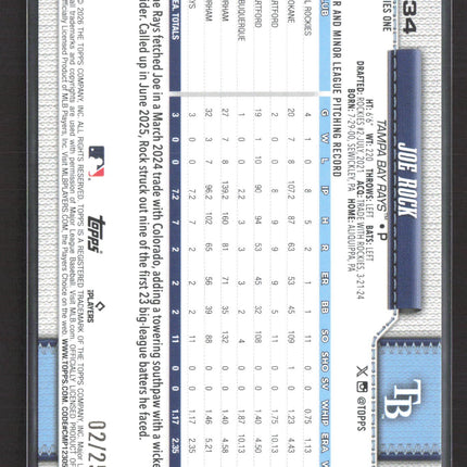 2026 Topps Series 1 Joe Rock #134 Orange /25