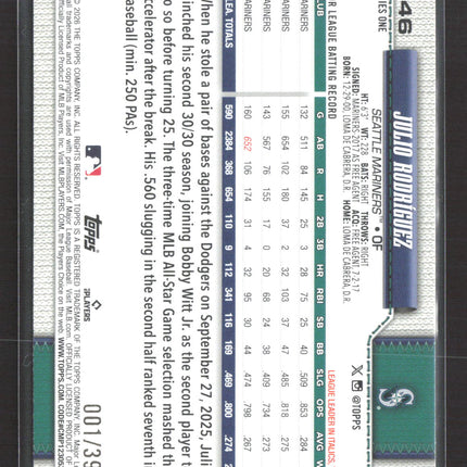 2026 Topps Series 1 Julio Rodríguez #146 Yellow /399