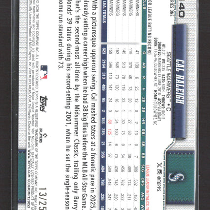 2026 Topps Series One Cal Raleigh #140 Orange Sand Glitter /25