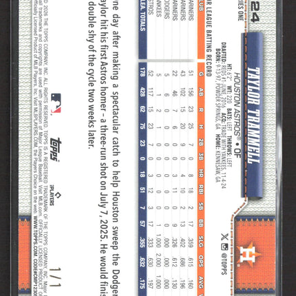 2026 Topps Series One Taylor Trammell #124 Foil Fractor 1/1