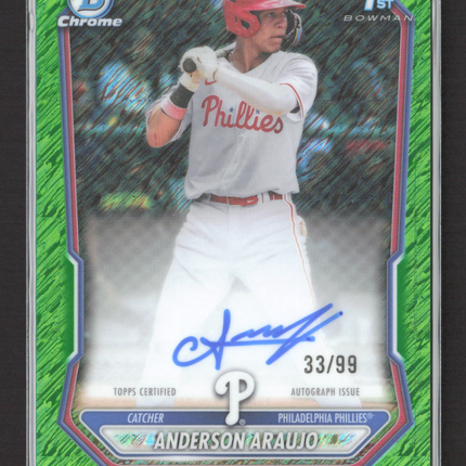 2026 Bowman Chrome Anderson Araujo #CPA-ANA Green Shimmer Refractor 33/99 Auto