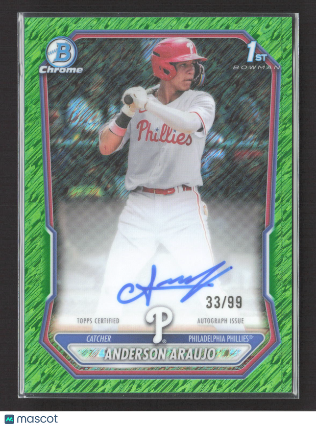 2026 Bowman Chrome Anderson Araujo #CPA-ANA Green Shimmer Refractor 33/99 Auto