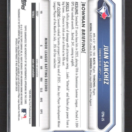 2026 Bowman Chrome Juan Sanchez #CPA-JS Auto