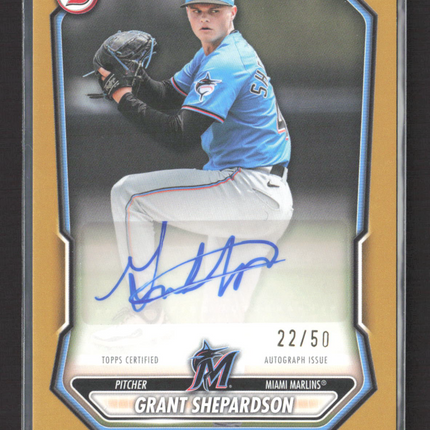 2026 Topps Bowman Chrome Grant Shepardson #BPA-GS Gold /50 Auto