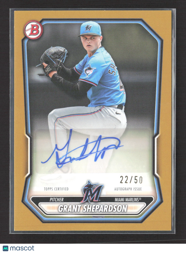 2026 Topps Bowman Chrome Grant Shepardson #BPA-GS Gold /50 Auto