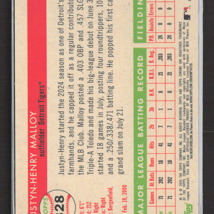 2025 Topps Chrome Platinum Justyn-Henry Malloy #328 Gold RC /50