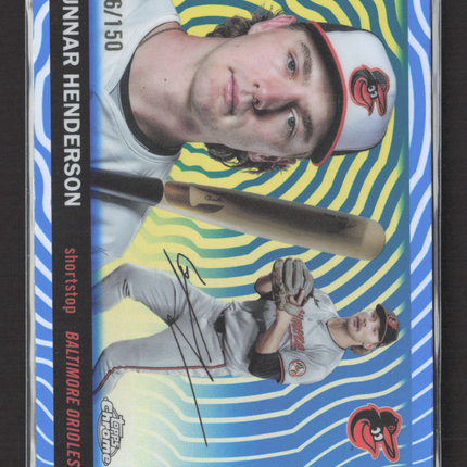 2025 Topps Chrome Platinum Gunnar Henderson #96 Blue RayWave 076/150