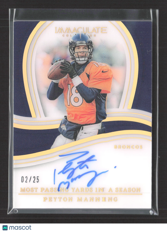 2023 Panini Immaculate Records Peyton Manning #IR-PMA 02/25 Auto