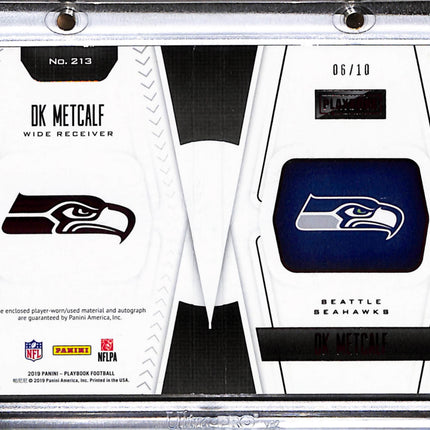 2019 Panini Playbook DK Metcalf #213 06/10 Patch Auto