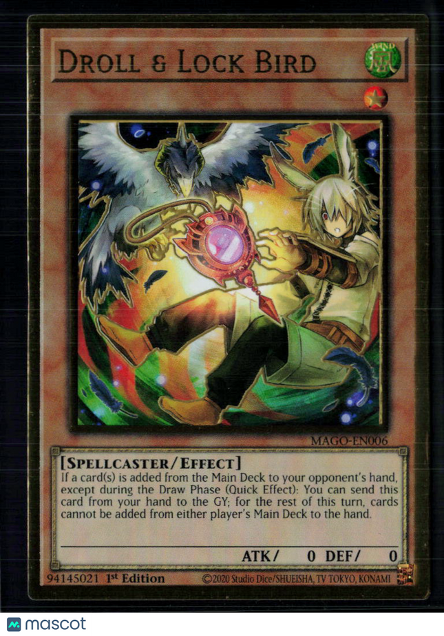 Yu-Gi-Oh! Droll & Lock Bird (Alternate Art) Maximum Gold Premium GR MAGO-EN006
