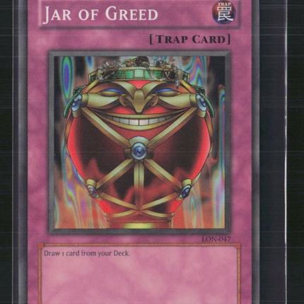Yu-Gi-Oh! Jar of Greed Labyrinth of Nightmare Super Rare • LON-047 Unlimited