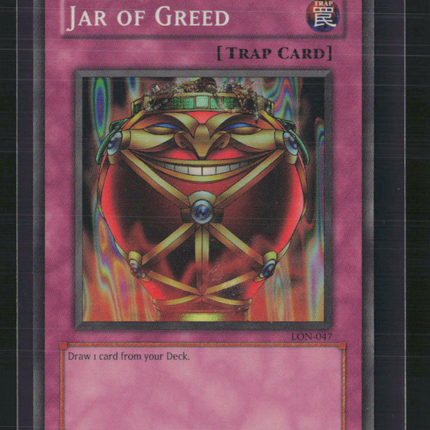 Yu-Gi-Oh! Jar of Greed Labyrinth of Nightmare Super Rare • LON-047 Unlimited