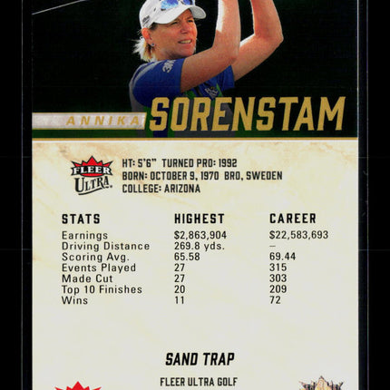 2026 Fleer Ultra Golf Annika Sorenstam #10 Sand Trap