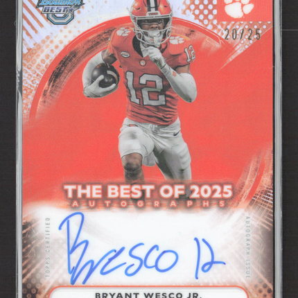 2025 Bowman University Best Bryant Wesco Jr. #BOA-BWJ Orange Refractor Auto /25