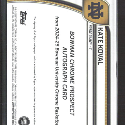 2025 Bowman University Chrome Kate Koval #42 Black White Stealth 1st Auto /48