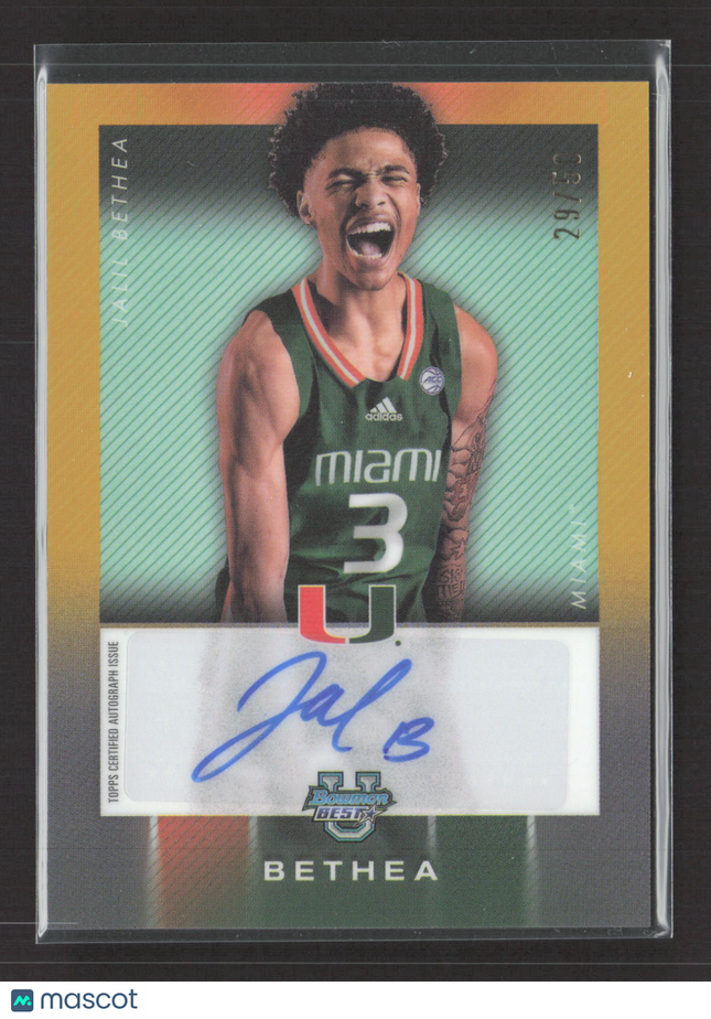 2025 Bowman University Best Jalil Bethea #ISO-JB Gold Refractor  29/50 Auto