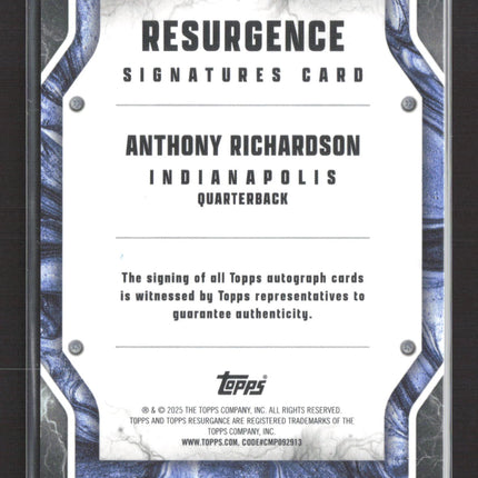 2025 Topps Resurgence Anthony Richardson #RS-ARI Auto