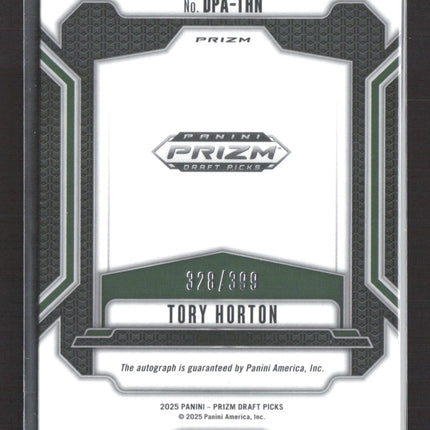 2025 Panini Prizm Draft Picks Tory Horton #DPA-THN Red RC 328/399 Auto