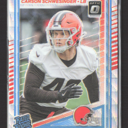 2025 Panini Donruss Optic Prizm Carson Schwesinger #217 009/300 Wave