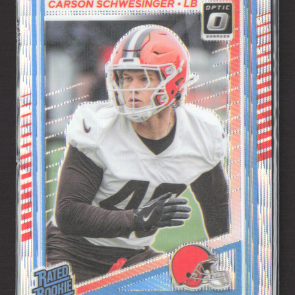 2025 Panini Donruss Optic Prizm Carson Schwesinger #217 266/300 Wave