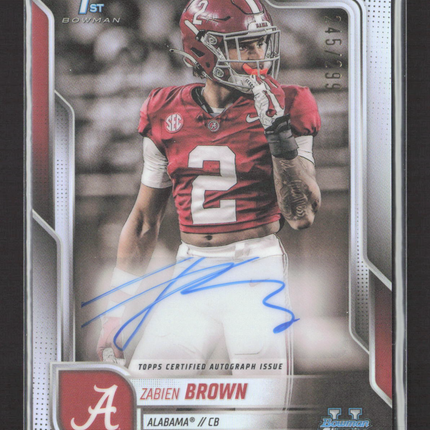 2025 Topps Bowman University Chrome Zabien Brown #BCA-ZB Refractor Auto /299